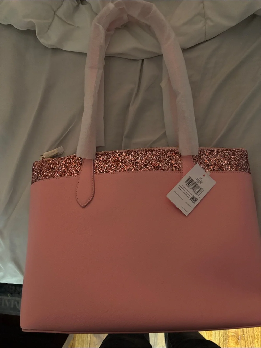 kate spade Pink Tote with Glitter Trim